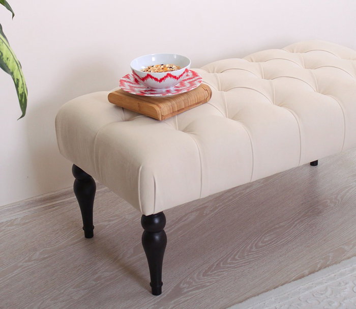 Atelier Del Sofa Banco de Terciopelo Crema 92x43x48cm